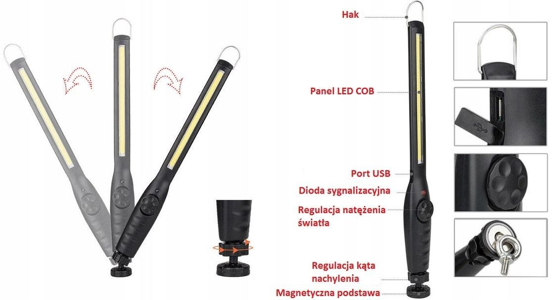 LAMPA ROBOCZA AKUMULATOROWA USB MAGNES LED LAMPA ROBOCZA AKUMULATOROWA USB MAGNES LED
