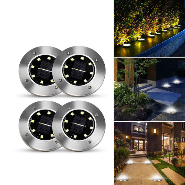 4 x LAMPA SOLARNA LED WBIJANA W ZIEMIĘ DISK 4 x LAMPA SOLARNA LED WBIJANA W ZIEMIĘ DISK