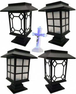 4 x Znicz Znicze Solarne na Cmentarz + Krzyżyk LED