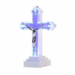 Krzyżyk Krzyż LED figurka na grób wkład 13cm plus Baterie
