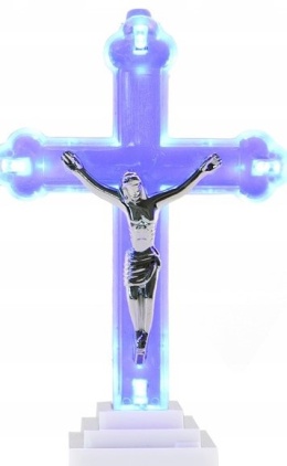 Krzyżyk Krzyż LED figurka na grób wkład 13cm plus Baterie