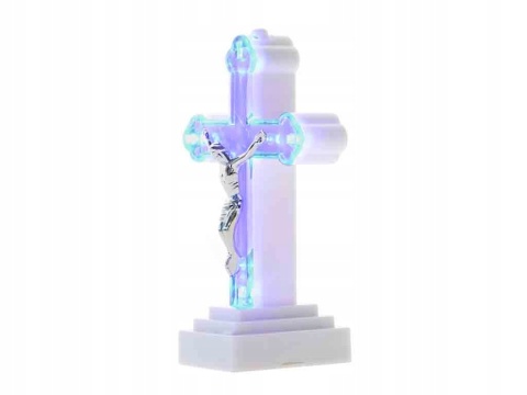 Krzyżyk Krzyż LED figurka na grób wkład 13cm plus Baterie