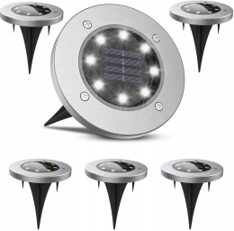 12 X LAMPKI SOLARNE 8LED DISK LIGHT GRUNTOWE OGRODOWE NAJAZDOWE
