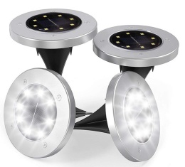 12 X LAMPKI SOLARNE 8LED DISK LIGHT GRUNTOWE OGRODOWE NAJAZDOWE