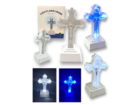 Krzyż LED Duży 18 x 9,5cm świecący krzyż WHITE/BLUE do Znicza Stroika Krzyż LED Duży 18 x 9,5cm świecący krzyż WHITE/BLUE do Znicza Stroika