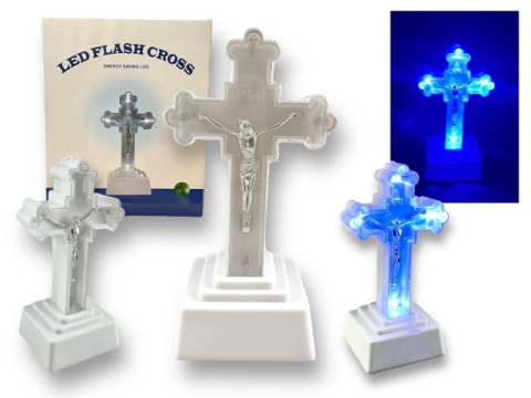Krzyż LED Duży 18 x 9,5cm świecący krzyż WHITE/BLUE do Znicza Stroika Krzyż LED Duży 18 x 9,5cm świecący krzyż WHITE/BLUE do Znicza Stroika