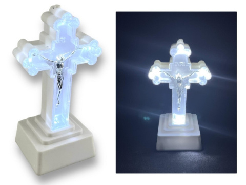 Krzyż LED Duży 18 x 9,5cm świecący krzyż WHITE/BLUE do Znicza Stroika Krzyż LED Duży 18 x 9,5cm świecący krzyż WHITE/BLUE do Znicza Stroika