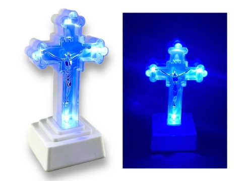 Krzyż LED Duży 18 x 9,5cm świecący krzyż WHITE/BLUE do Znicza Stroika Krzyż LED Duży 18 x 9,5cm świecący krzyż WHITE/BLUE do Znicza Stroika