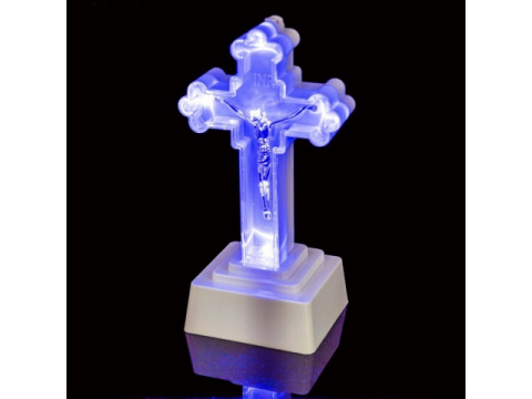 Krzyż LED Duży 18 x 9,5cm świecący krzyż WHITE/BLUE do Znicza Stroika Krzyż LED Duży 18 x 9,5cm świecący krzyż WHITE/BLUE do Znicza Stroika