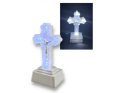 Świecący krzyż LED - Kolor zimna biel/niebieski na Grób Stroik do Znicza