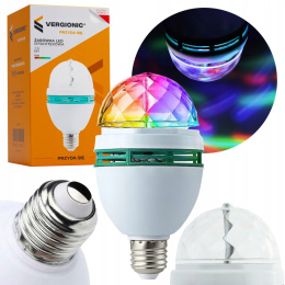 ŻARÓWKA DISCO OBROTOWA LED PROJEKTOR LASER 3W RGB E27