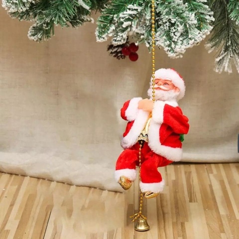 Święty Mikołaj wspinający się Koraliki dzwoneczek 100 cm Święty Mikołaj wspinający się Koraliki dzwoneczek 100 cm