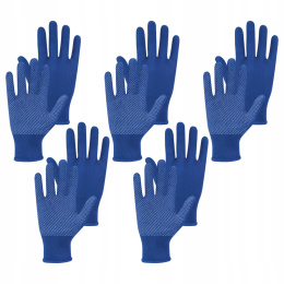 Rękawiczki Rękawice antypoślizgowe materiał niebieskie 5 par
