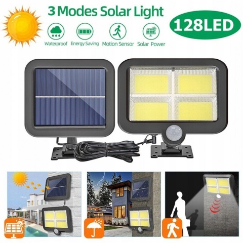 Halogen Solar Lampa 128 LED na kablu 5m + pilot
