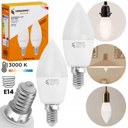 ŻARÓWKA LED E14 10W 3000K ŚWIECZKA 2 SZT CIEPŁA BARWA