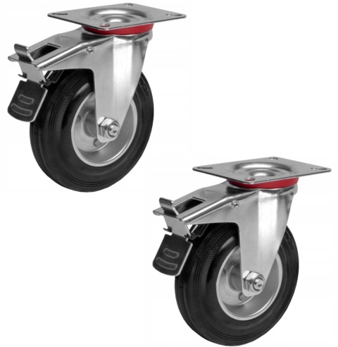 2 x KOŁO OBROTOWE 125mm z Hamulcem , KÓŁKO WÓZKA 5"Uchwyt Mocne