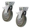 2 x KOŁO SKRĘTNE Z HAMULCEM 75 mm 60 kg OBROTOWE CICHE NIEBRUDZĄCE CYNKOWANE