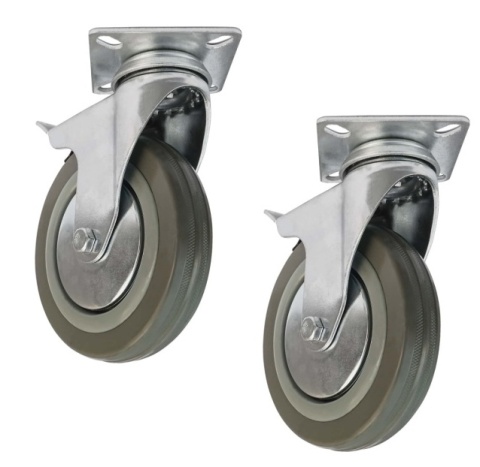 2 x KOŁO SKRĘTNE Z HAMULCEM 75 mm 60 kg OBROTOWE CICHE NIEBRUDZĄCE CYNKOWANE