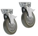 2 xKoło skrętne bez hamulca 75 mm 60 kg szare ciche niebrudzące cynkowane