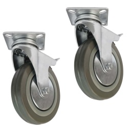 2 xKoło skrętne bez hamulca 75 mm 60 kg szare ciche niebrudzące cynkowane