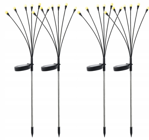 4 szt Lampa solarna wbijana 6xLED Kulki RGB Kolorowe 70cm Piękne