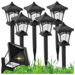6x LAMPA SOLARNA LED OGRODOWA WBIJANA SŁUPEK LATARNIA LATARENKA ŻARÓWKA LED
