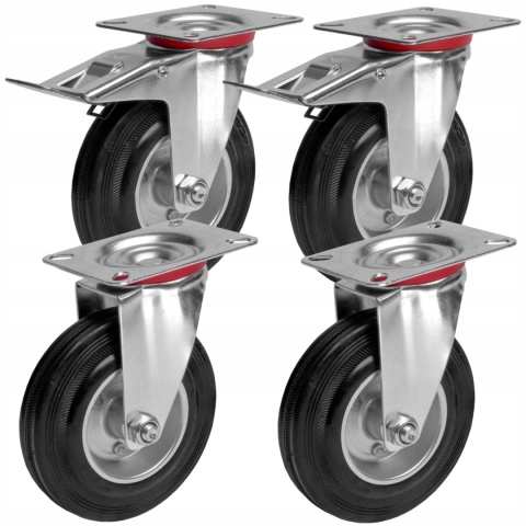 4 x KOŁO OBROTOWE 125mm z Hamulcem , KÓŁKO WÓZKA 5"Uchwyt Mocne
