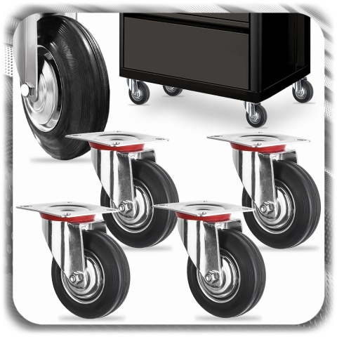 4 x KOŁO OBROTOWE 125mm z Hamulcem , KÓŁKO WÓZKA 5"Uchwyt Mocne