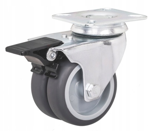 4 x KOŁO SKRETNE Z HAMULCEM 50 mm 70 kg TANDEM ZESTAW NIEBRUDZĄCE CIHCE MOCNE