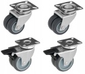 4 x KOŁO SKRETNE Z HAMULCEM 50 mm 70 kg TANDEM ZESTAW NIEBRUDZĄCE CIHCE MOCNE