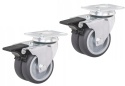 2 x KOŁO SKRETNE Z HAMULCEM 50 mm 70 kg TANDEM ZESTAW NIEBRUDZĄCE CIHCE MOCNE