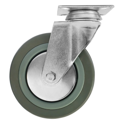 4 x Koło skrętne bez hamulca 75 mm 60 kg szare ciche niebrudzące cynkowane