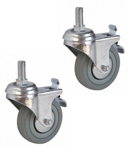 2 x Koło skrętne z hamulcem 50 mm 25 kg Niebrudzące Cynkowane Ciche na Srubę