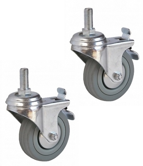 2 x Koło skrętne z hamulcem 50 mm 25 kg Niebrudzące Cynkowane Ciche na Srubę