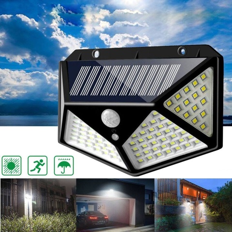 4 x LAMPA SOLARNA 100 LED KINKIET czujnik ruchu