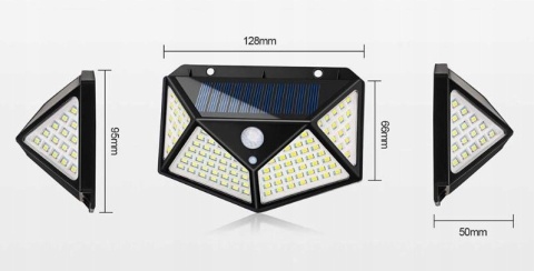 4 x LAMPA SOLARNA 100 LED KINKIET czujnik ruchu