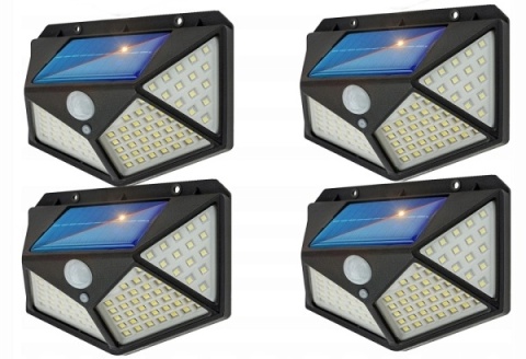 4 x LAMPA SOLARNA 100 LED KINKIET czujnik ruchu