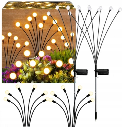 2 szt LAMPA SOLARNA OGRODOWA OZDOBNA WBIJANA KULKI 6 LED CZUJNIK ZMIERZCHU