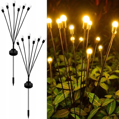 2 szt LAMPA SOLARNA OGRODOWA OZDOBNA WBIJANA KULKI 6 LED CZUJNIK ZMIERZCHU