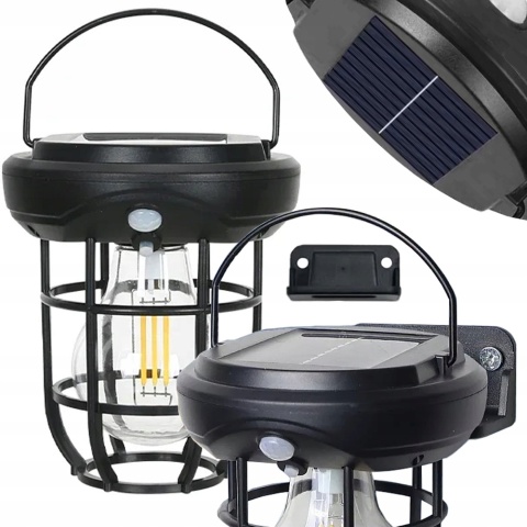 Lampa VINTAGE LAMPION KINKIET SOLARNY E27 LOFT RETRO ŻARÓWKA CAMPING LED Lampa VINTAGE LAMPION KINKIET SOLARNY E27 LOFT RETRO ŻARÓWKA CAMPING LED