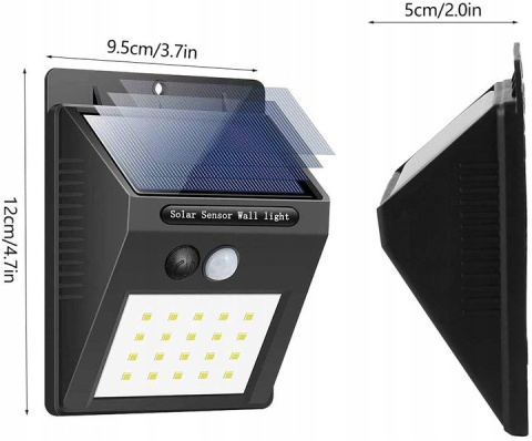 4 x Lampa solarna 20 LED z czujnikiem ruchu