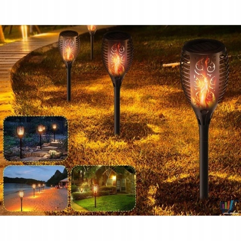 6 x Lampa solarna ogrodowa LED Pochodnia Płomień Imitacja 52 cm