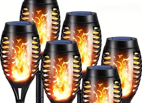 6 x Lampa solarna ogrodowa LED Pochodnia Płomień Imitacja 52 cm