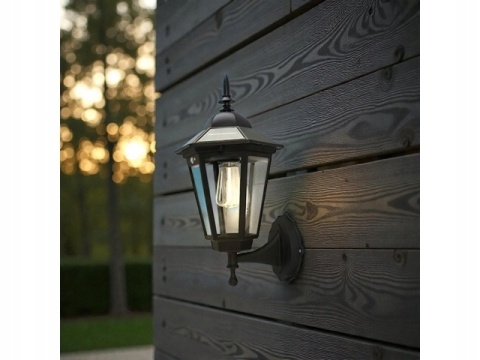 Lampa solarna retro kinkiet LED z czujnikiem ruchu CZARNA