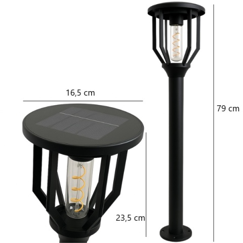 Ogrodowa Solarna lampa zewnętrzna 79 cm słupek IP65 biała ciepła