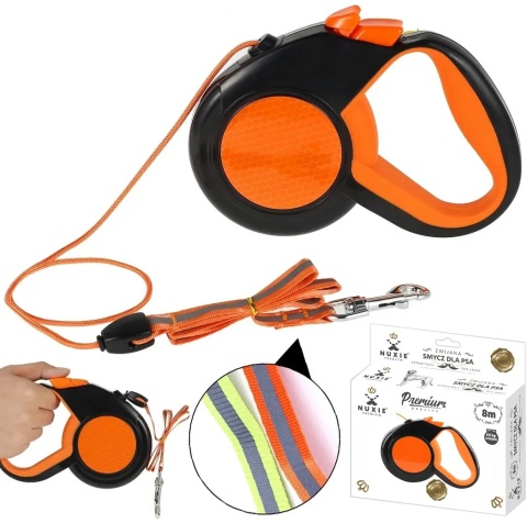 PREMIUM smycz dla psa automatyczna linka odblaskowa 8m 50kg