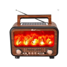 Bezprzewodowy głośnik z radiem AM/FM/SW i panelem słonecznym – efekt płomienia
