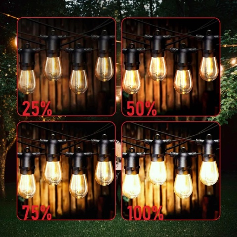 Girlanda ogrodowa solarna lampki xl ip44 20x żarówka led e27 zestaw 20m + pilot