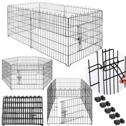 Kojec klatka zagroda modułowa dla zwierząt psa kota czarna 6 paneli x88cm