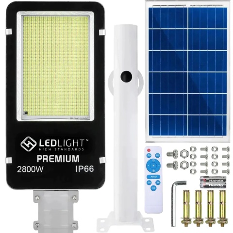 Lampa uliczna solarna 1014 led panel uchwyt pilot premium ip66 2800w